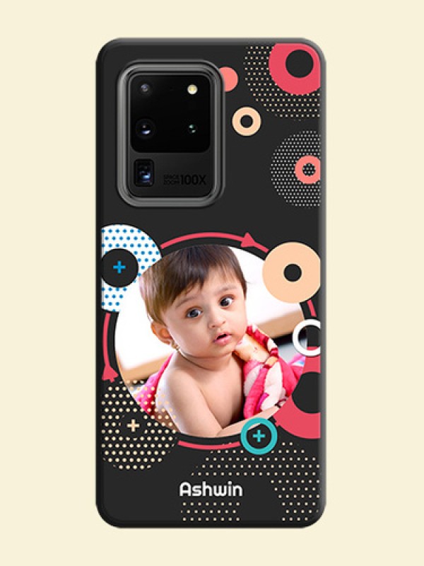 Multicoloured Round Image on Personalised Space Black Soft Matte Cases - Galaxy S20 Ultra