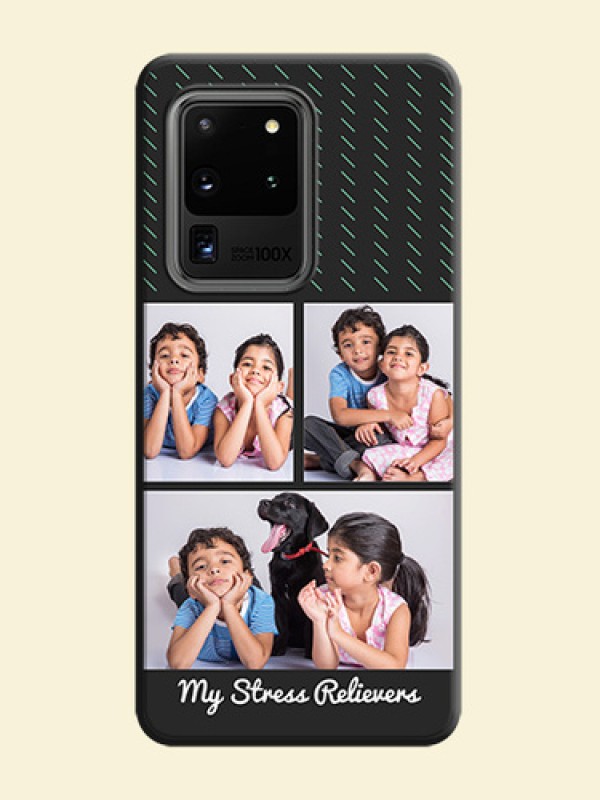 Cross Dotted Pattern with 2 Image Holder  on Personalised Space Black Soft Matte Cases - Galaxy S20 Ultra