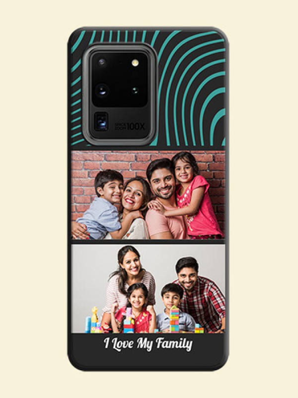 Wave Pattern with 2 Image Holder on Space Black Personalized Soft Matte Phone Covers - Galaxy S20 Ultra