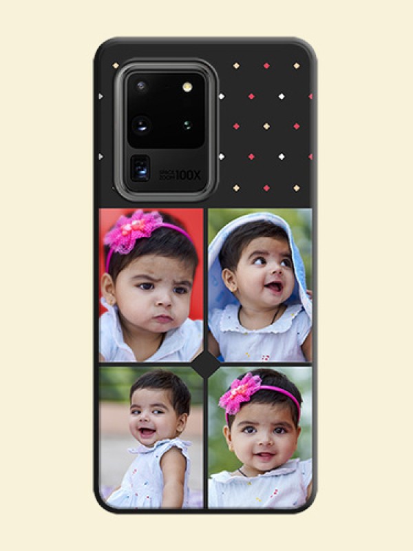 Multicolor Dotted Pattern with 4 Image Holder on Space Black Custom Soft Matte Phone Cases - Galaxy S20 Ultra