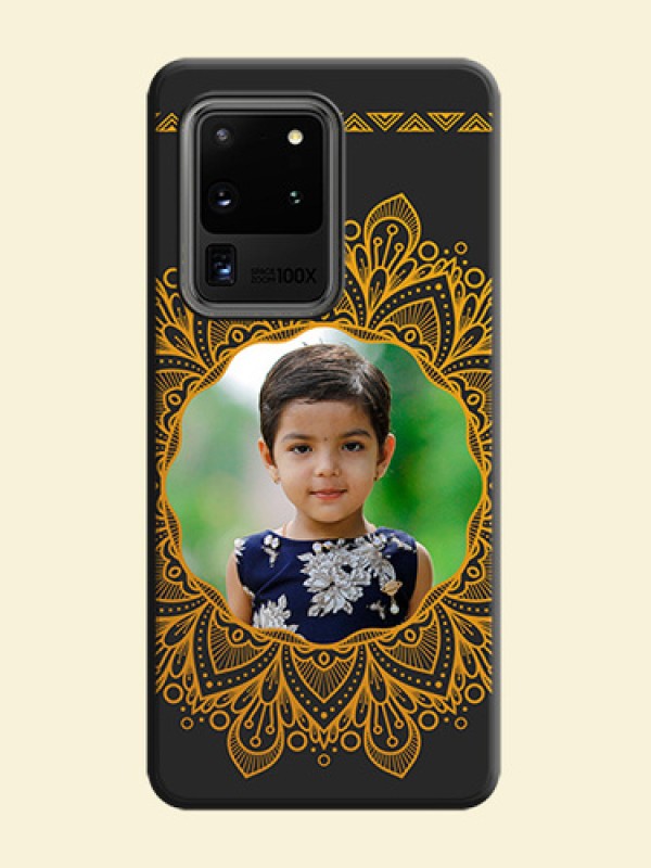 Round Image with Floral Design - Photo on Space Black Soft Matte Mobile Cover - Galaxy S20 Ultra
