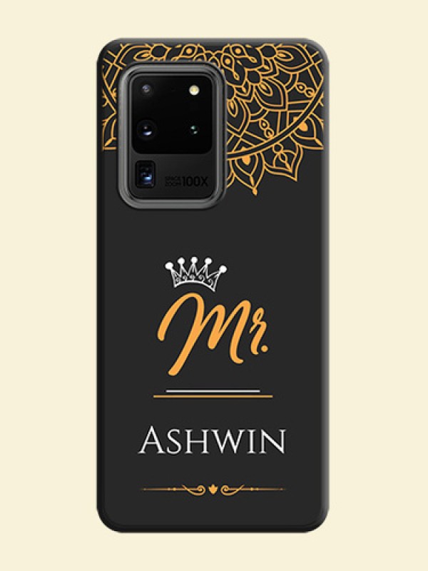 Mr Name with Floral Design  on Personalised Space Black Soft Matte Cases - Galaxy S20 Ultra