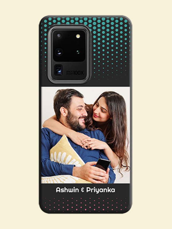 Faded Dots with Grunge Photo Frame and Text on Space Black Custom Soft Matte Phone Cases - Galaxy S20 Ultra