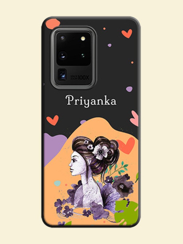 Namecase For Her With Fancy Lady Image On Space Black Personalized Soft Matte Phone Covers -Samsung Galaxy S20 Ultra