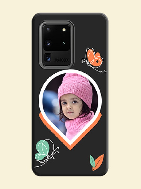 Upload Pic With Simple Butterly Design On Space Black Personalized Soft Matte Phone Covers -Samsung Galaxy S20 Ultra