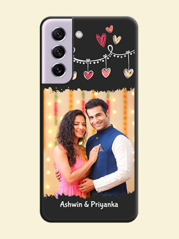 Pink Love Hangings with Name on Space Black Custom Soft Matte Phone Cases - Galaxy S21 FE 5G