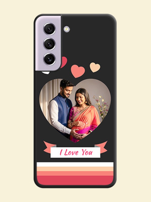 Love Shaped Photo with Colorful Stripes on Personalised Space Black Soft Matte Cases - Galaxy S21 FE 5G