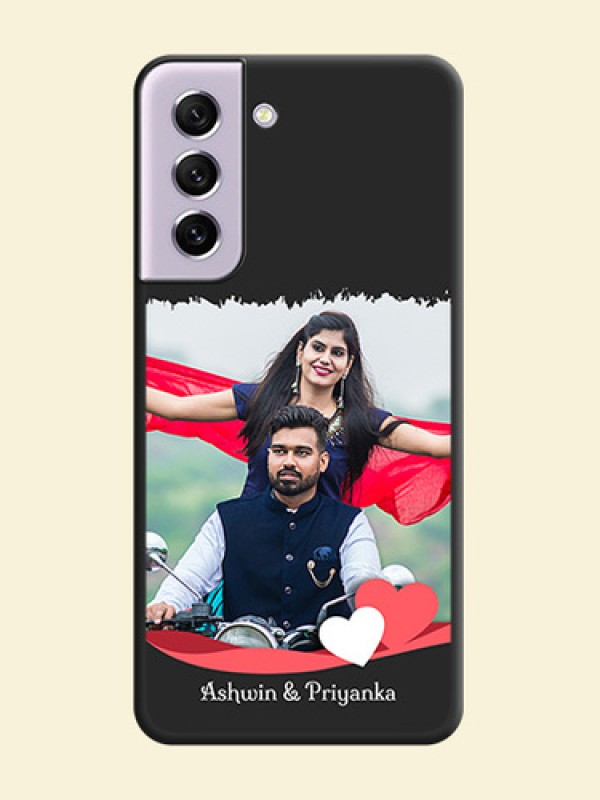 Pin Color Love Shaped Ribbon Design with Text on Space Black Custom Soft Matte Phone Back Cover - Galaxy S21 FE 5G