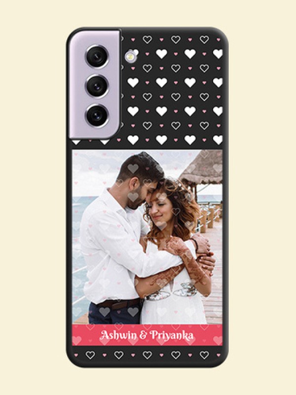 White Color Love Symbols with Text Design on Photo on Space Black Soft Matte Phone Cover - Galaxy S21 FE 5G
