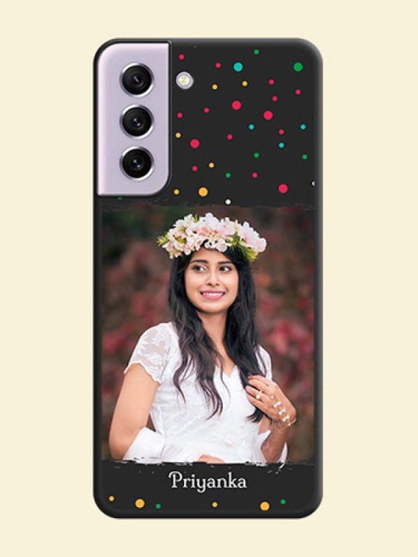 Multicolor Dotted Pattern with Text on Space Black Custom Soft Matte Phone Back Cover - Galaxy S21 FE 5G