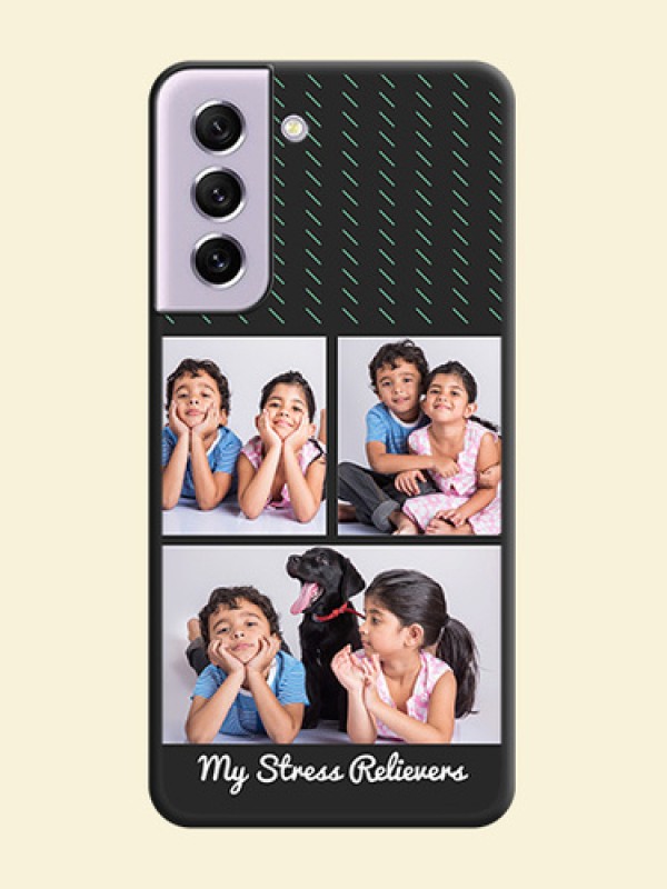 Cross Dotted Pattern with 2 Image Holder  on Personalised Space Black Soft Matte Cases - Galaxy S21 FE 5G