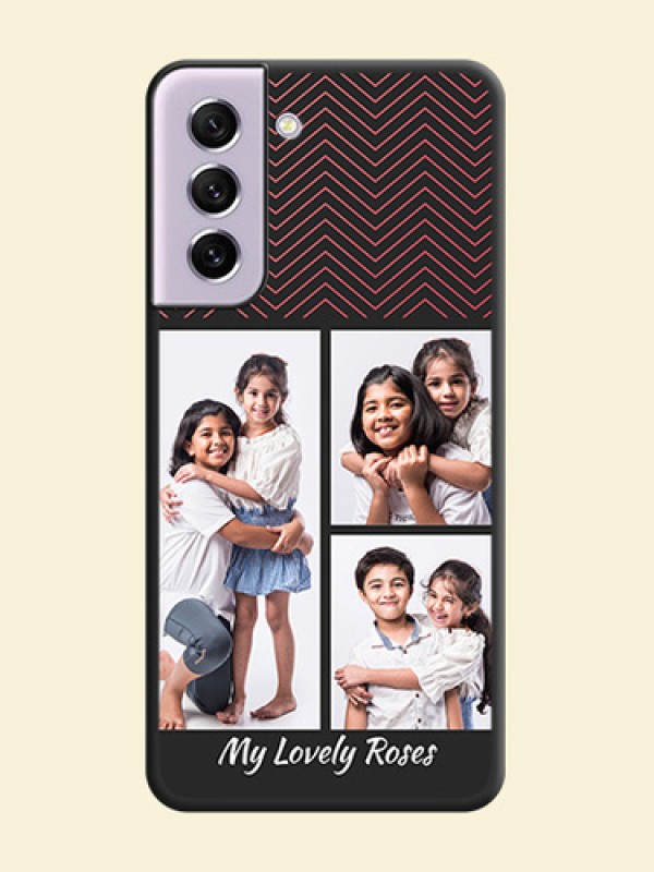 Wave Pattern with 3 Image Holder on Space Black Custom Soft Matte Back Cover - Galaxy S21 FE 5G