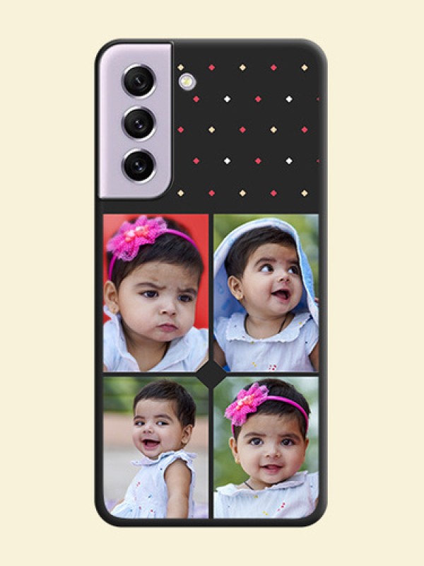 Multicolor Dotted Pattern with 4 Image Holder on Space Black Custom Soft Matte Phone Cases - Galaxy S21 FE 5G