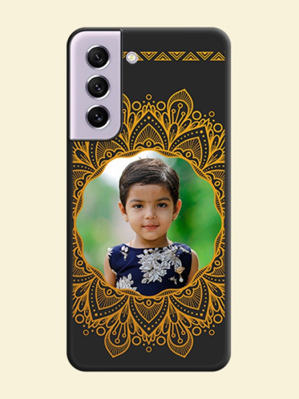Round Image with Floral Design on Photo on Space Black Soft Matte Mobile Cover - Galaxy S21 FE 5G
