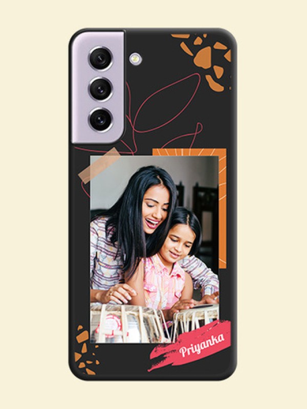 Orange Photo Frame on Space Black Custom Soft Matte Phone Back Cover - Galaxy S21 FE 5G