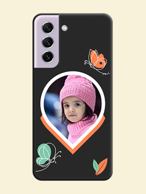 Upload Pic With Simple Butterly Design On Space Black Personalized Soft Matte Phone Covers -Samsung Galaxy S21 Fe 5G