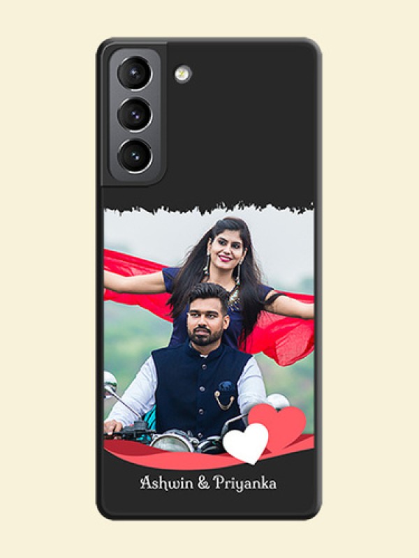Pin Color Love Shaped Ribbon Design with Text on Space Black Custom Soft Matte Phone Back Cover - Galaxy S21 Plus