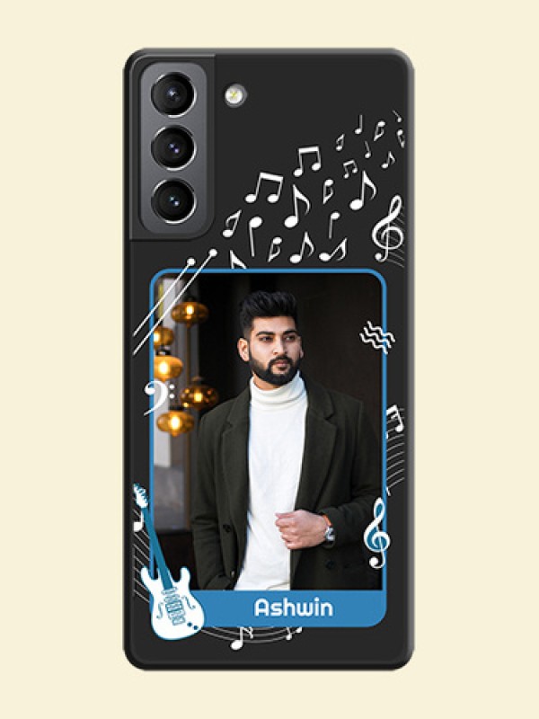Musical Theme Design with Text on Photo on Space Black Soft Matte Mobile Case - Galaxy S21 Plus