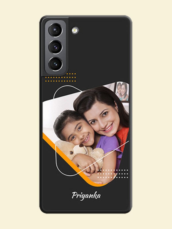 Yellow Triangle on Photo on Space Black Soft Matte Phone Cover - Galaxy S21 Plus