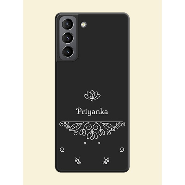 Lotus Garden Custom Text On Space Black Personalized Soft Matte Phone Covers -Samsung Galaxy S21 Plus