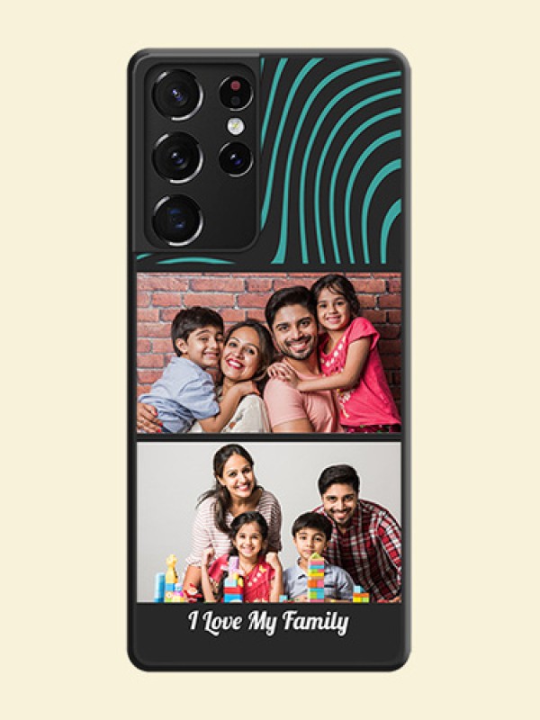 Wave Pattern with 2 Image Holder on Space Black Personalized Soft Matte Phone Covers - Galaxy S21 Ultra