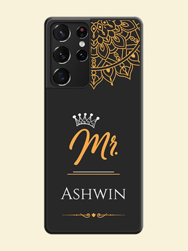 Mr Name with Floral Design  on Personalised Space Black Soft Matte Cases - Galaxy S21 Ultra