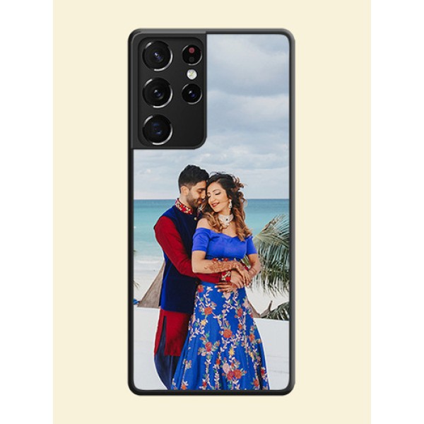 Full Single Pic Upload On Space Black Personalized Soft Matte Phone Covers -Samsung Galaxy S21 Ultra