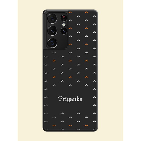 Simple Pattern With Custom Text On Space Black Personalized Soft Matte Phone Covers -Samsung Galaxy S21 Ultra