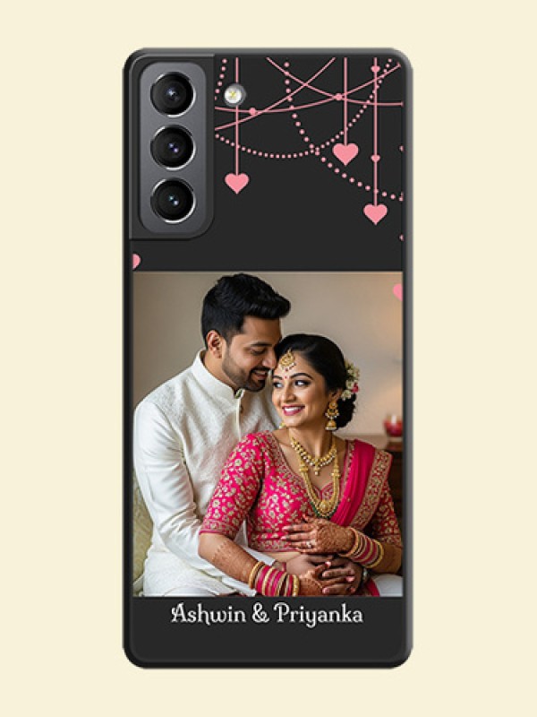Pink Love Hangings with Text on Space Black Custom Soft Matte Back Cover - Galaxy S21