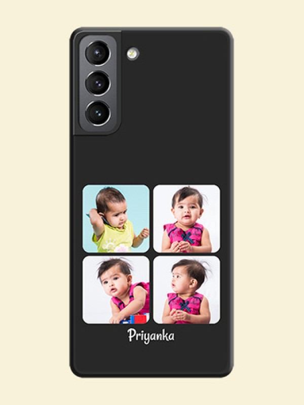 Floral Art with 6 Image Holder on Photo on Space Black Soft Matte Mobile Case - Galaxy S21
