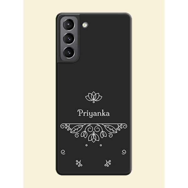 Lotus Garden Custom Text On Space Black Personalized Soft Matte Phone Covers -Samsung Galaxy S21