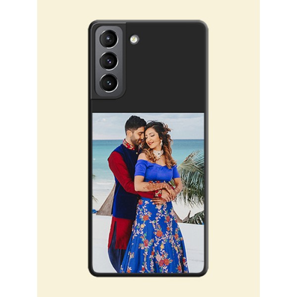 Image Upload With Space Black Color On Custom Soft Matte Mobile Back Cover - Samsung Galaxy S21