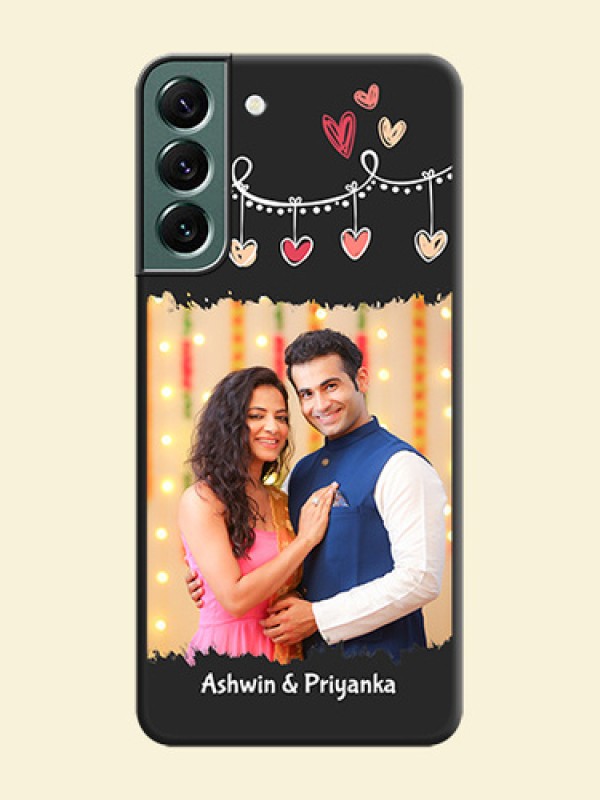 Pink Love Hangings with Name on Space Black Custom Soft Matte Phone Cases - Galaxy S22 Plus 5G