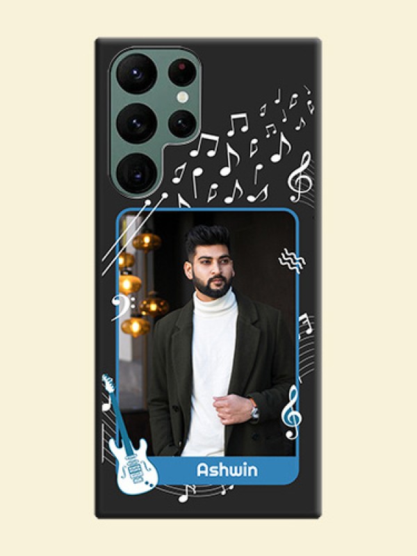 Musical Theme Design with Text on Photo on Space Black Soft Matte Mobile Case - Galaxy S22 Ultra 5G