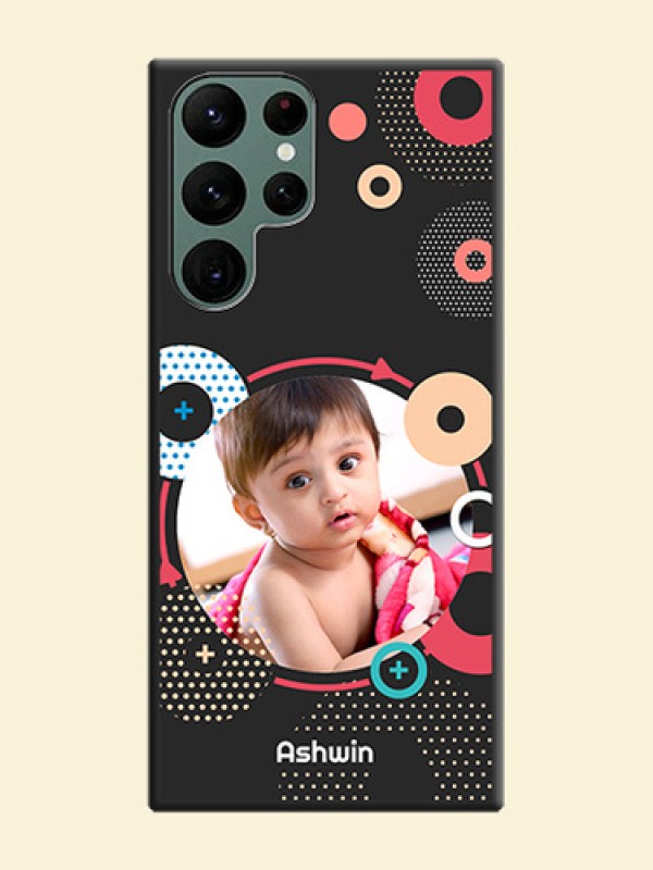 Multicoloured Round Image on Personalised Space Black Soft Matte Cases - Galaxy S22 Ultra 5G