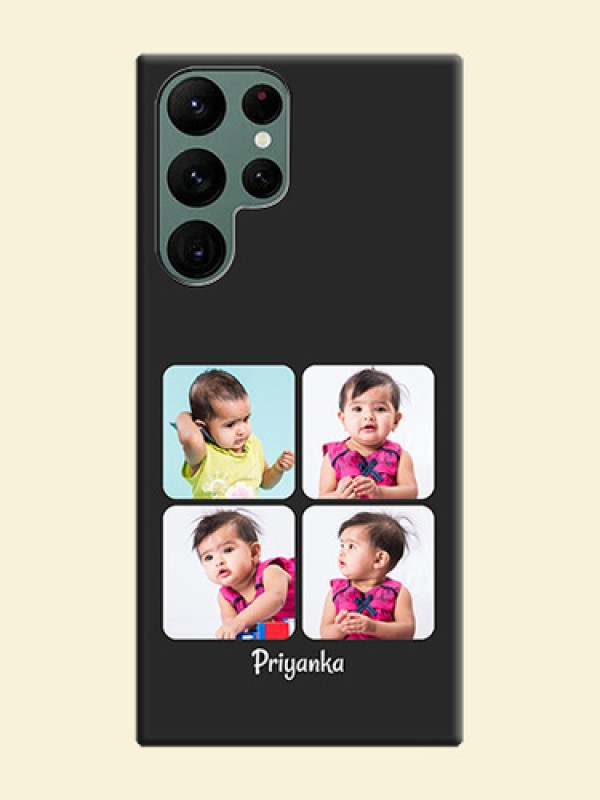Floral Art with 6 Image Holder on Photo on Space Black Soft Matte Mobile Case - Galaxy S22 Ultra 5G