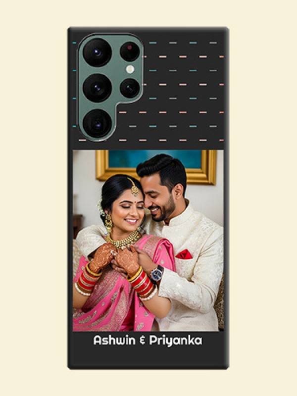 Line Pattern Design with Text on Space Black Custom Soft Matte Phone Back Cover - Galaxy S22 Ultra 5G