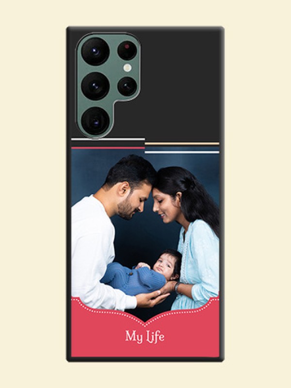 Classic Plain Design with Name on Photo on Space Black Soft Matte Phone Cover - Galaxy S22 Ultra 5G