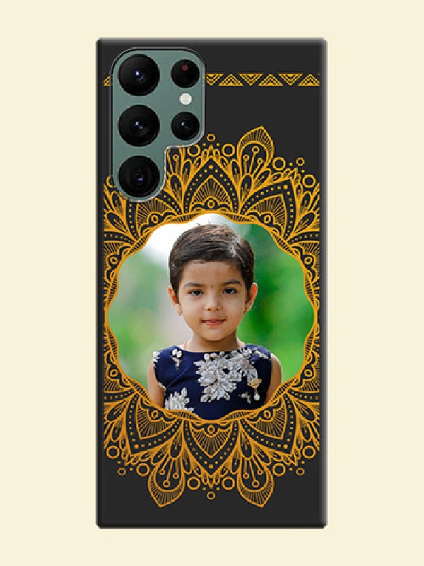 Round Image with Floral Design on Photo on Space Black Soft Matte Mobile Cover - Galaxy S22 Ultra 5G
