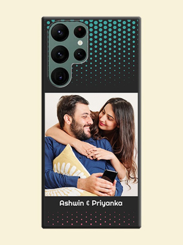 Faded Dots with Grunge Photo Frame and Text on Space Black Custom Soft Matte Phone Cases - Galaxy S22 Ultra 5G