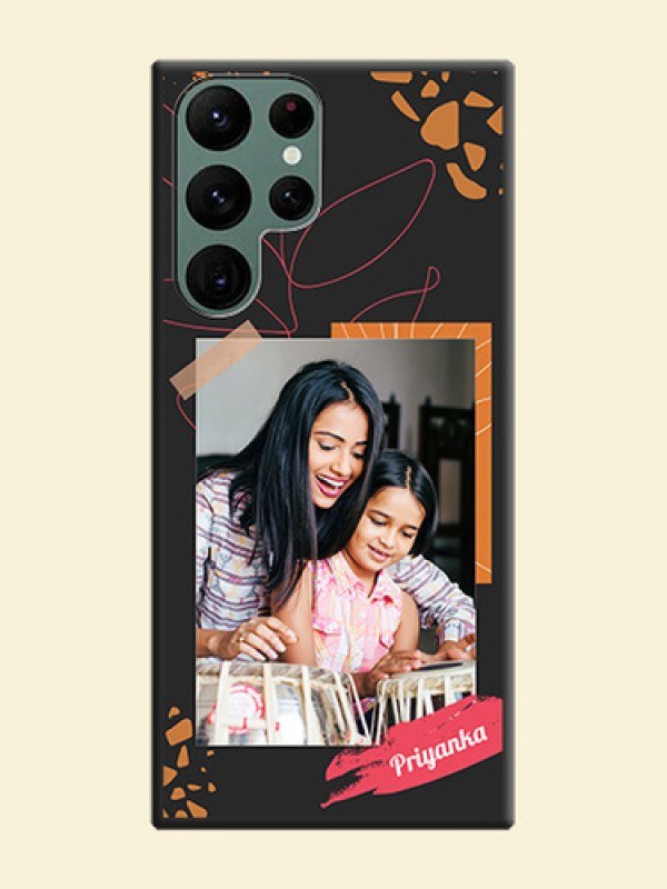 Orange Photo Frame on Space Black Custom Soft Matte Phone Back Cover - Galaxy S22 Ultra 5G