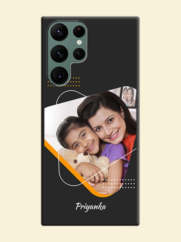 Yellow Triangle on Photo on Space Black Soft Matte Phone Cover - Galaxy S22 Ultra 5G