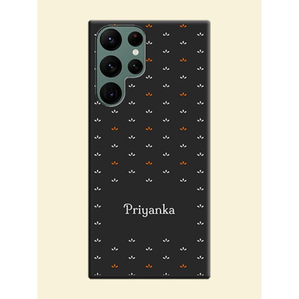 Simple Pattern With Custom Text On Space Black Personalized Soft Matte Phone Covers -Samsung Galaxy S22 Ultra 5G