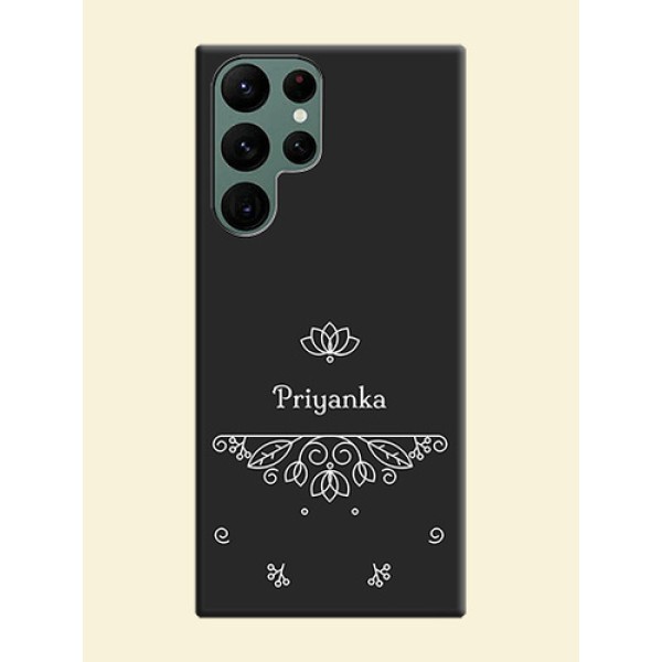 Lotus Garden Custom Text On Space Black Personalized Soft Matte Phone Covers -Samsung Galaxy S22 Ultra 5G
