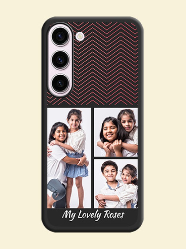 Wave Pattern with 3 Image Holder on Space Black Custom Soft Matte Back Cover - Samsung Galaxy S23 5G