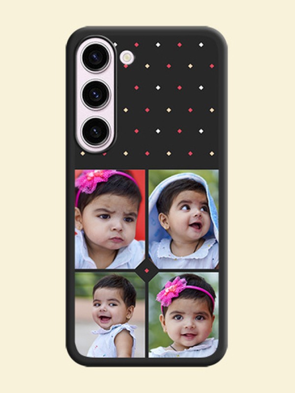 Multicolor Dotted Pattern with 4 Image Holder on Space Black Custom Soft Matte Phone Cases - Samsung Galaxy S23 5G