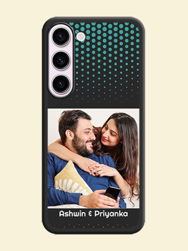 Faded Dots with Grunge Photo Frame and Text on Space Black Custom Soft Matte Phone Cases - Samsung Galaxy S23 5G