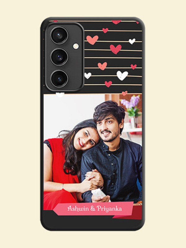Love Pattern with Name on Pink Ribbon - Photo on Space Black Soft Matte Back Cover - Galaxy S23 FE 5G