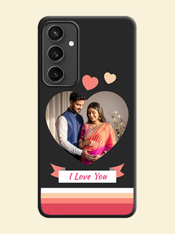 Love Shaped Photo with Colorful Stripes on Personalised Space Black Soft Matte Cases - Galaxy S23 FE 5G