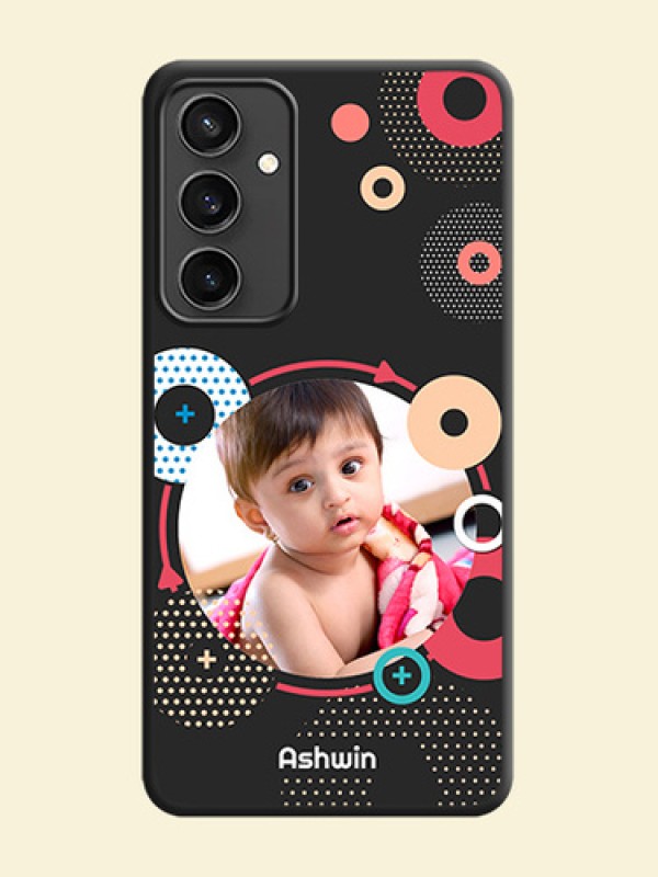 Multicoloured Round Image on Personalised Space Black Soft Matte Cases - Galaxy S23 FE 5G